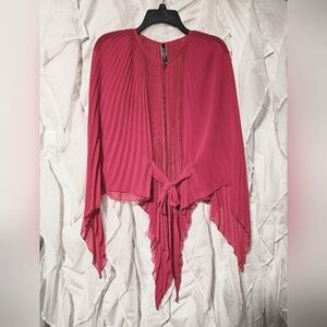 Ann E Bra - free size, pleated hot pink shear top